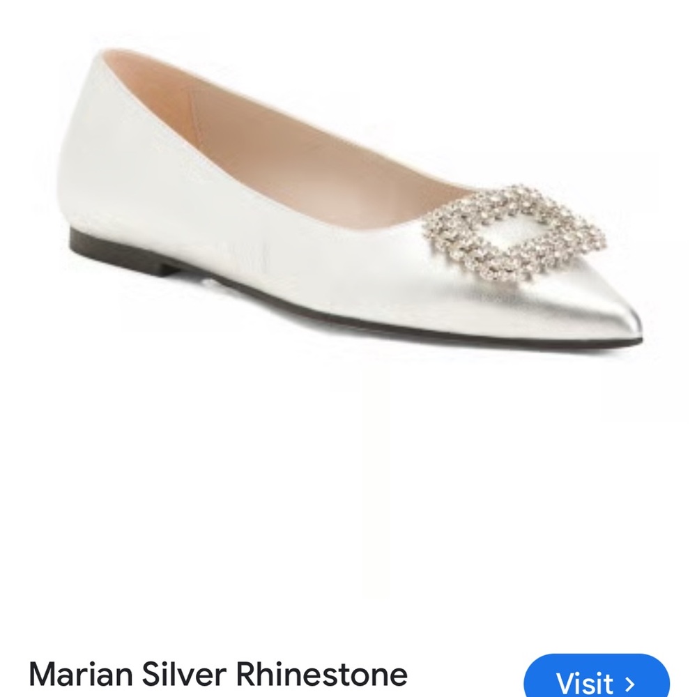 Marian Silver Rhinestone
Buckle Flats